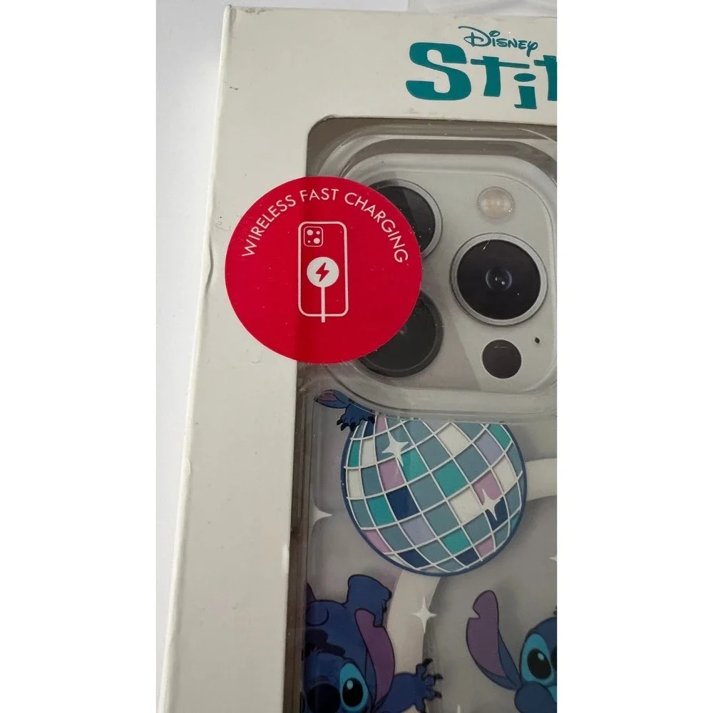 Disney Stitch Disco‎ Ball iPhone 13 14 Pro Max Case Wireless Charging Skinnydip